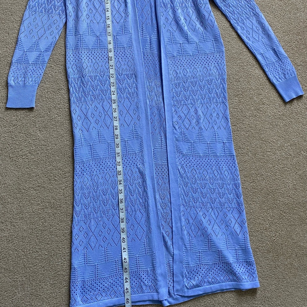 Cyrus Periwinkle Openwork Knit Cardigan - Picture 4 of 4